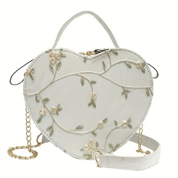 Designer bag Handbags - Elegant Heart-Shaped Floral Embroidery Crossbody Bag NWT​